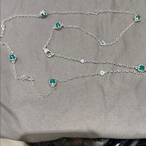 Judith Ripka Silver Necklace with Teal Accents